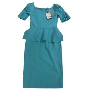 NWT Chiara Boni La Petite Robe Turquoise Designer Seglumi Peplum Dress